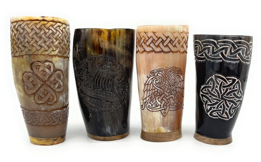 Sanctuary Traders Viking Horn Drinking Cup | Beer Stein | Nordic Cup | Genuine Ox Horn | 10-14oz Cup - 1 piece set