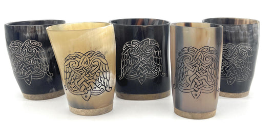 Sanctuary Traders Viking Horn Shot Glasses | Nordic Cup | Genuine Ox Horn | 3-4oz Shot Glasses