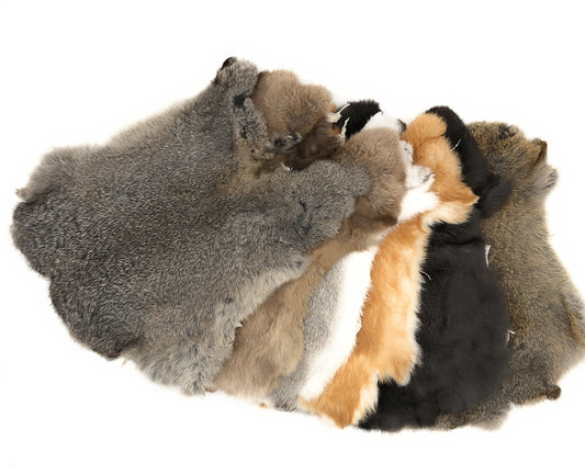 Assorted Natural Rabbit Fur Pelts- Assorted Craft Grade Rabbit Skins